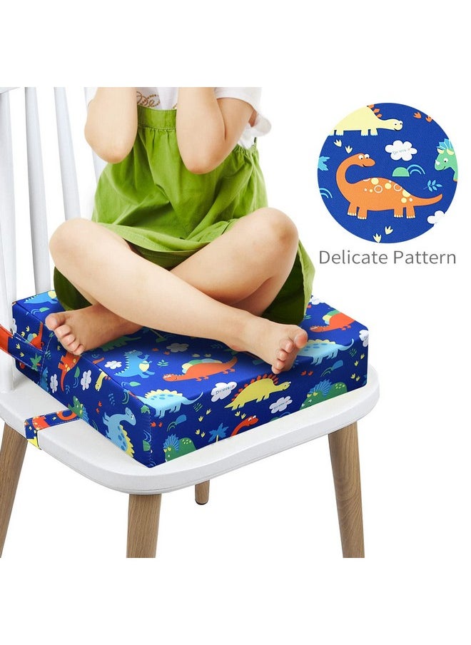 SMZCTYI - Toddler Booster Seat For Dining Double Straps Washable Portable Thick Chair Increasing Cushion For Baby Kids (Dinosaur Blue) - Image 1