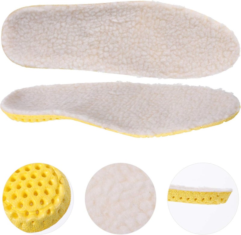 cheekyglo 1 Pair Warm Insoles for Women Comfortable Wool Insoles for Women Men Sheepskin Insole for Boots Winter Shoe Cushion Thickened Insoles US Size 6. 5 - Image 3