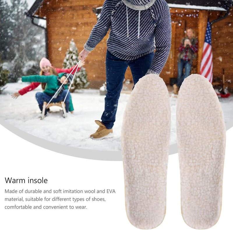 cheekyglo 1 Pair Warm Insoles for Women Comfortable Wool Insoles for Women Men Sheepskin Insole for Boots Winter Shoe Cushion Thickened Insoles US Size 6. 5 - Image 4