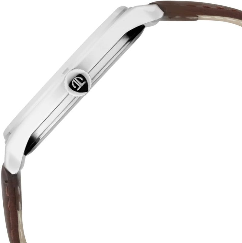 تيتان ساعة تيتان نيو أنالوج للرجال بمينا أبيض - 1802SL13 جلد طبيعي، حزام بني - Image 5