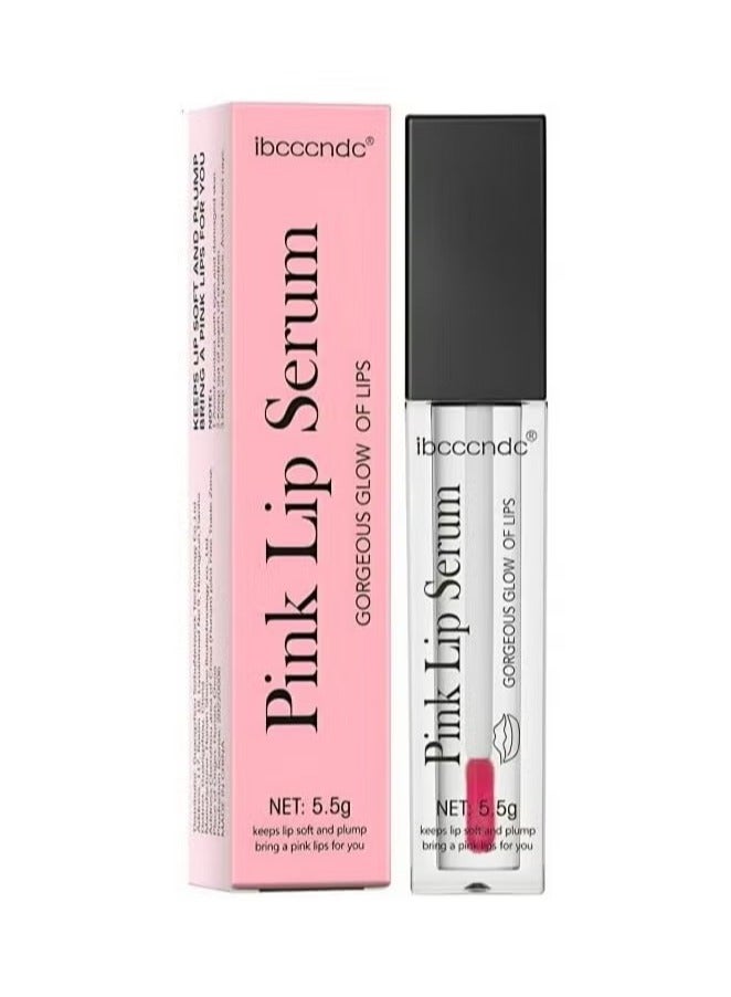ibcccndc Pink Lip Serum, Lip Gloss Oil for Plumper & Moisturizer Serum, Hydrating Pink Lips Stain Serums for Dry, Peeling & Dark Lips, Color Changing LipOil For Lips& Cheeks, Lippie Glow Oil 5.5g - Image 1