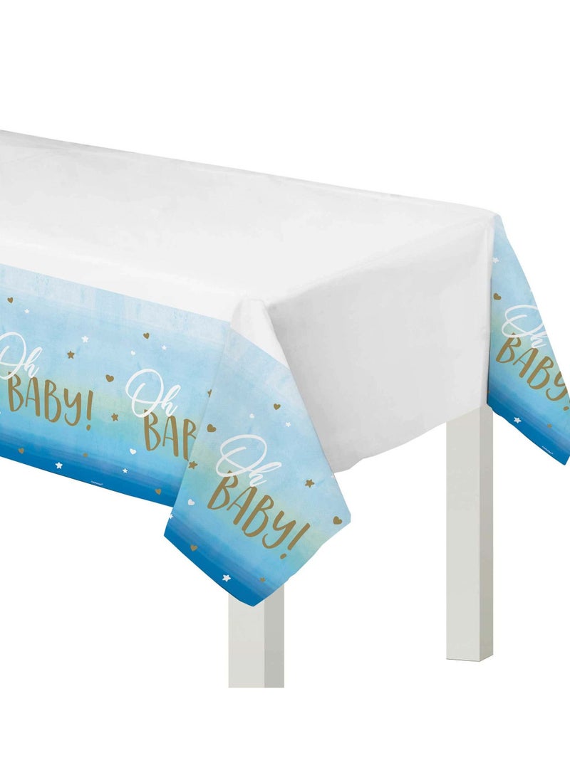 Amscan - Oh Baby Boy Premium Tableware Party Supplies, Includes Plates, Cups, Cutlery, Napkins,  Tablecover and a Banner for 8 Guests - Image 1
