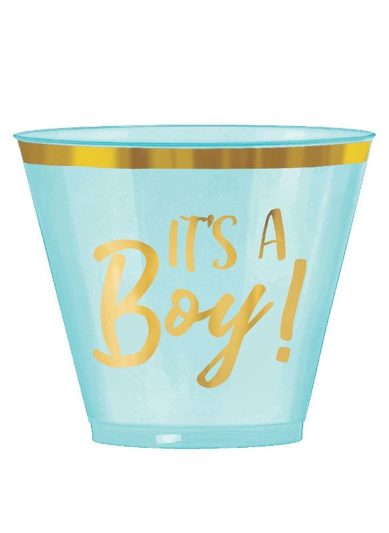 Amscan - Oh Baby Boy Premium Tableware Party Supplies, Includes Plates, Cups, Cutlery, Napkins,  Tablecover and a Banner for 8 Guests - Image 1