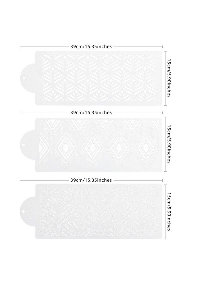 FVVMEED 3 Pieces Cake Decorating Templates Powdered Sugar Sieve Template Set Wedding Cake Decorative Flower Edge Molding Baking Tool,Cake Lace Decoration Stencils Food Grade Plastic Stencils Molds - Image 3