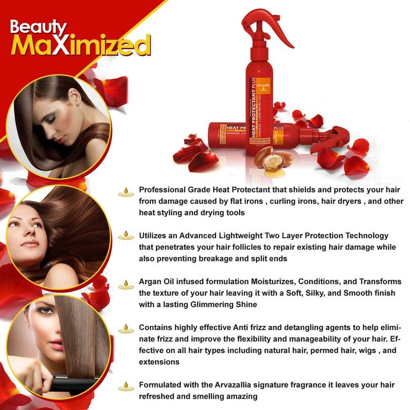 Arvazallia Heat Protectant Spray with Argan Oil - Professional Grade Thermal Protector, Leave-in Conditioner, Anti-frizz, and Shine Spray - Image 5