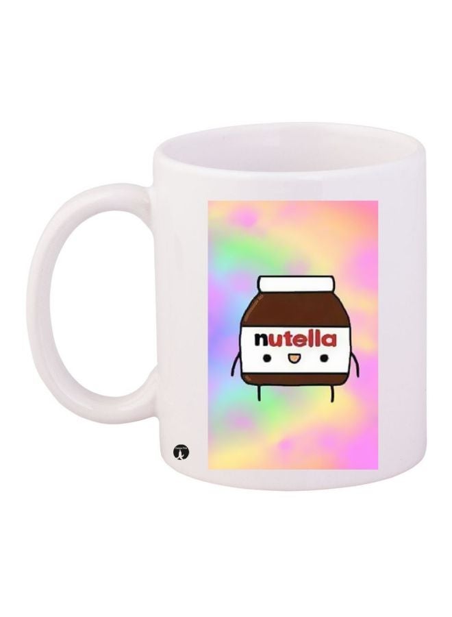 RYN Nutella Printed Coffee Mug White/Brown/Pink 11ounce