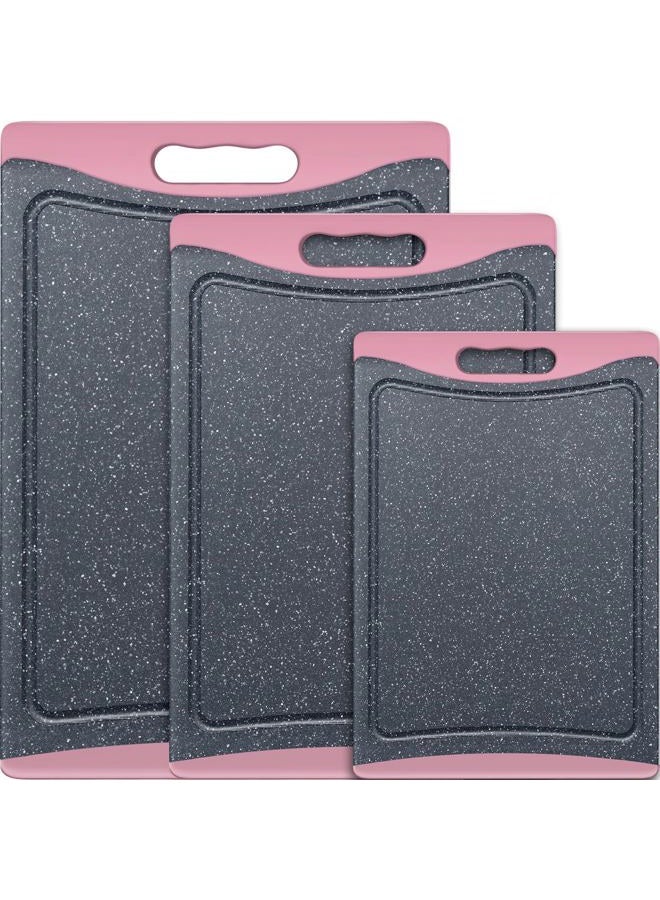 Empune Extra Large Cutting Boards, Plastic Cutting Boards for Kitchen (Set of 3) Cutting Board Set Dishwasher Chopping Board with Juice Grooves Easy-Grip Handles, Pink, Empune - Image 1