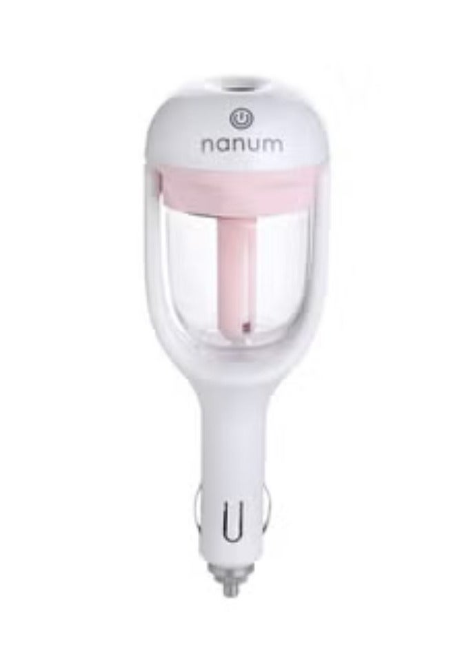 Car Steam Air Humidifier 50ml Pink/White - Image 1