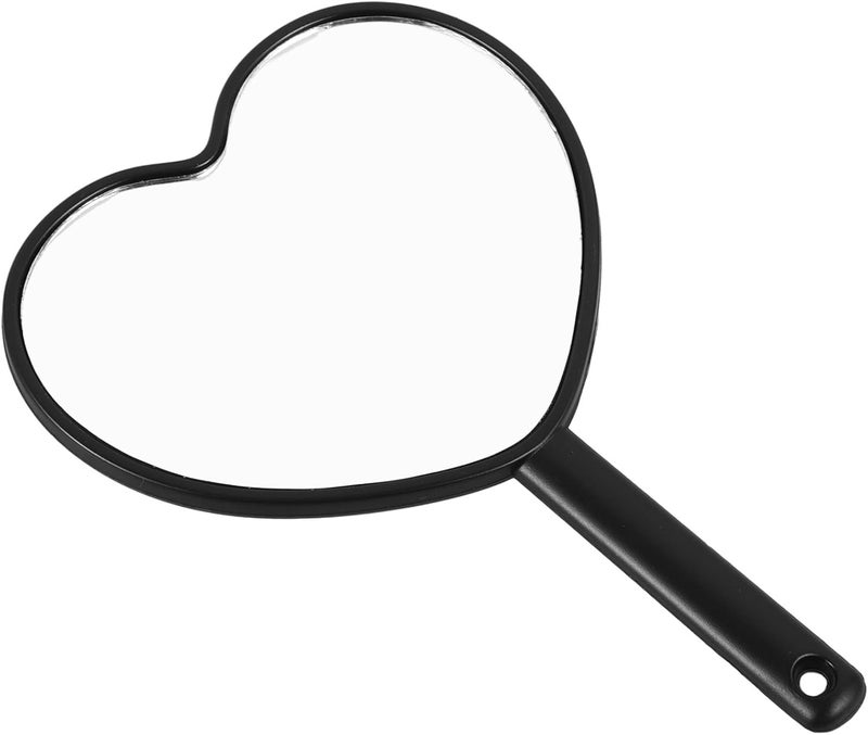 Heart Shaped Handheld Makeup Mirror Black Portable Cosmetic Vanity Mirror Small Travel for Women - Image 1