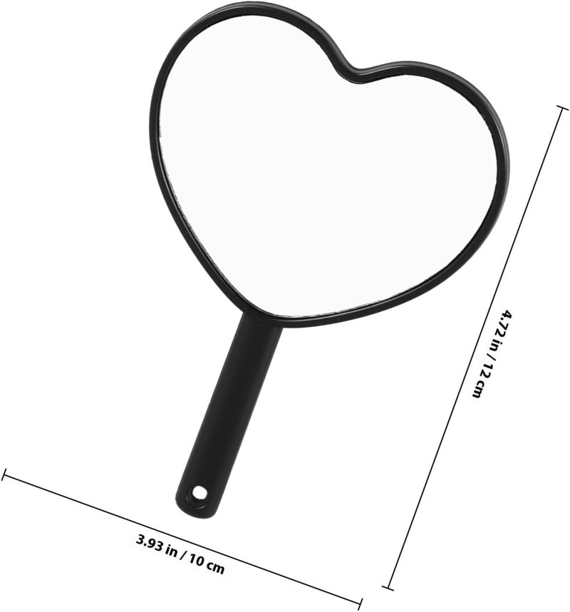 Heart Shaped Handheld Makeup Mirror Black Portable Cosmetic Vanity Mirror Small Travel for Women - Image 2
