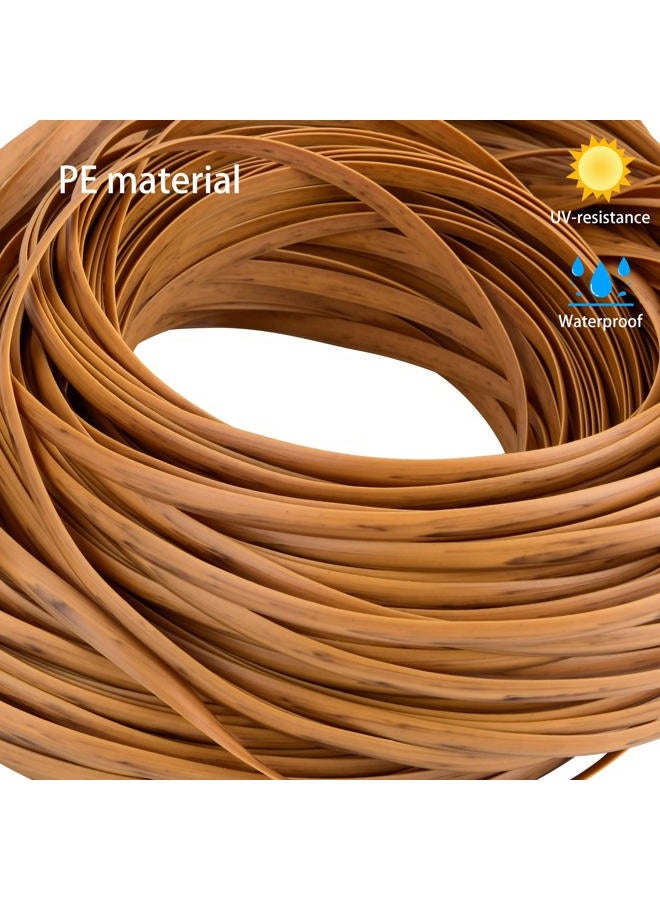 Feyart 7mm 80m Light Wood Grain PE Rattan Strip for Outdoor Rattan Furniture Repair, Plastic Wicker for Patio Furniture Restore - Image 2