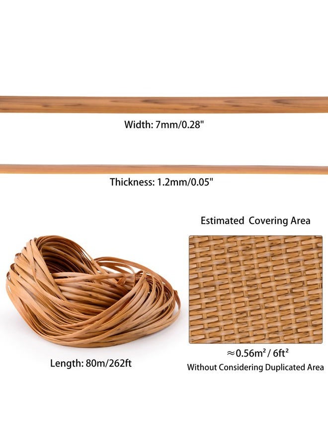 Feyart 7mm 80m Light Wood Grain PE Rattan Strip for Outdoor Rattan Furniture Repair, Plastic Wicker for Patio Furniture Restore - Image 3