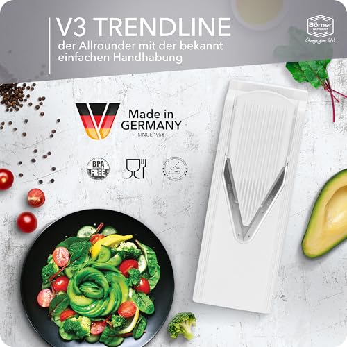 Börner V3 TrendLine Mandoline Starter Set (6 pcs.) • Vegetable Slicer (V-Slicer) + Safety Guard + Inserts + Collection Tray + Multibox • Kitchen Slicer Set (White) - Image 3