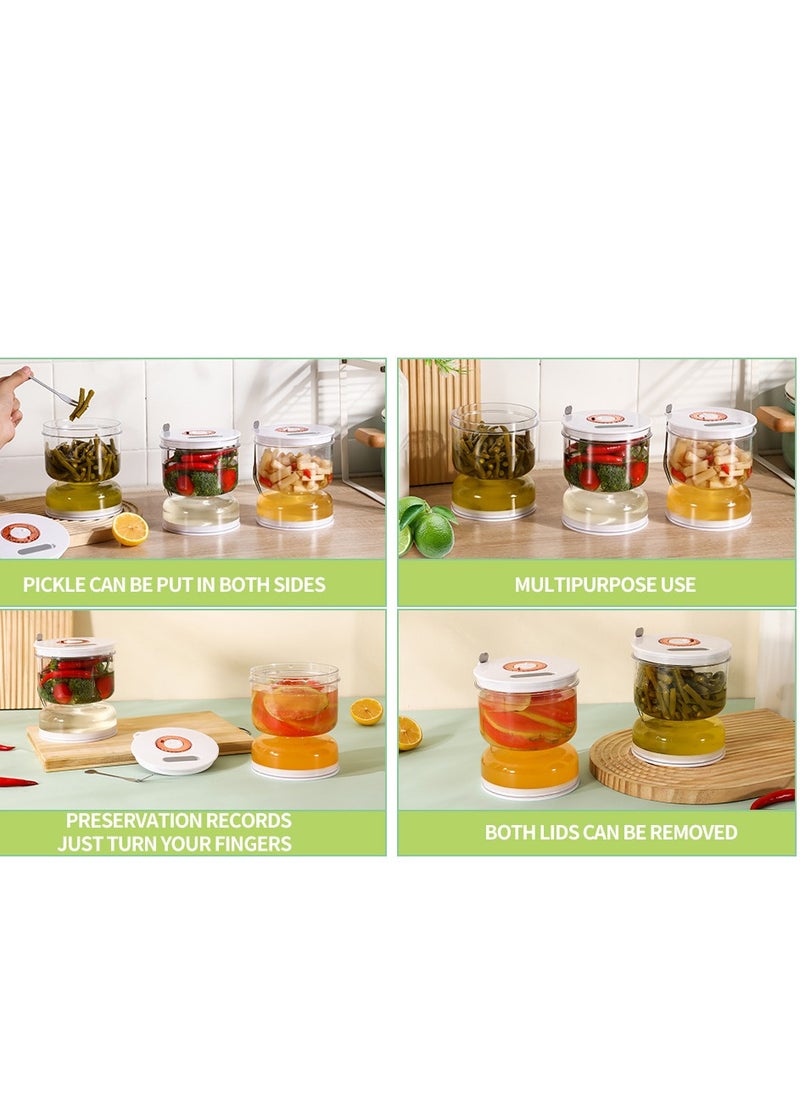 Generic - Pickle Jar 27oz Pickle Container with Strainer  LeakProof Pickle and Olive Hourglass Jar   Olive Jar with Airtight Lid Green Multifunction Jalapeno Container  Pickle Flip Jar for Fridge  with fork - Image 1