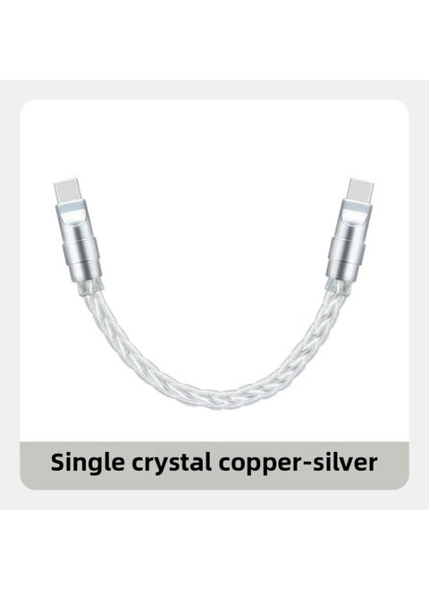 Pure Copper Hardware Ultra-soft Single Crystal Copper Data Cable For Iphone16 Flat Mate70 Notebook Fast Charging-Color:0.5m Usb To For Apple/12w-Model:Single Crystal Copper Silver [silver Copper Shell]