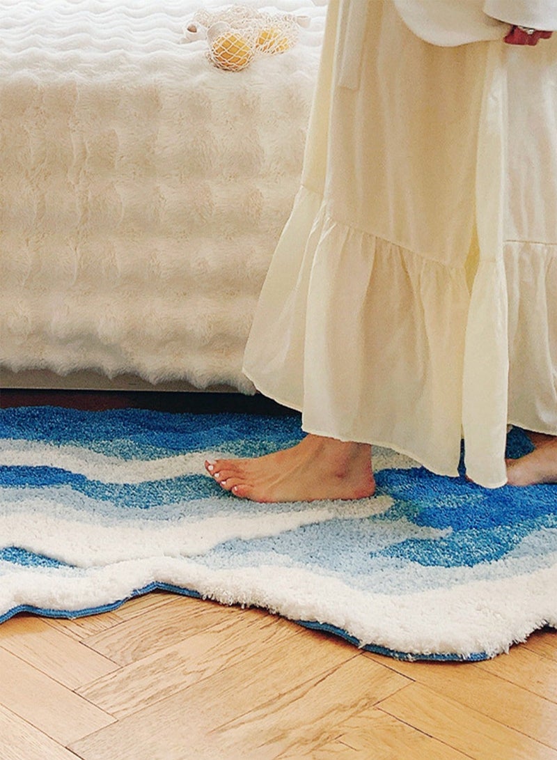 Sharpdo Super Soft Nordic INS Wave Shaggy Area Rug - Triple Wave Anti-Slip Plush Carpet, Fluffy Home Decor Floor Mat for Living Room Bedroom 80*155CM - Image 4