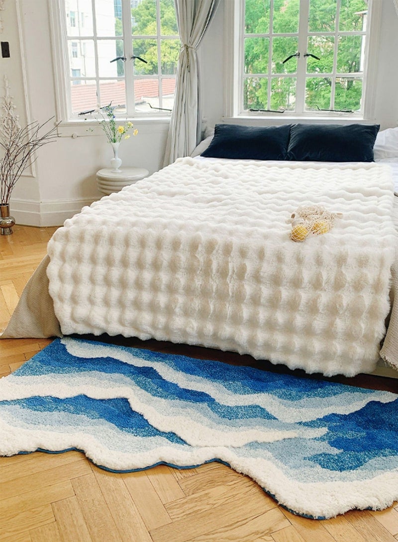 Sharpdo Super Soft Nordic INS Wave Shaggy Area Rug - Triple Wave Anti-Slip Plush Carpet, Fluffy Home Decor Floor Mat for Living Room Bedroom 80*155CM - Image 5
