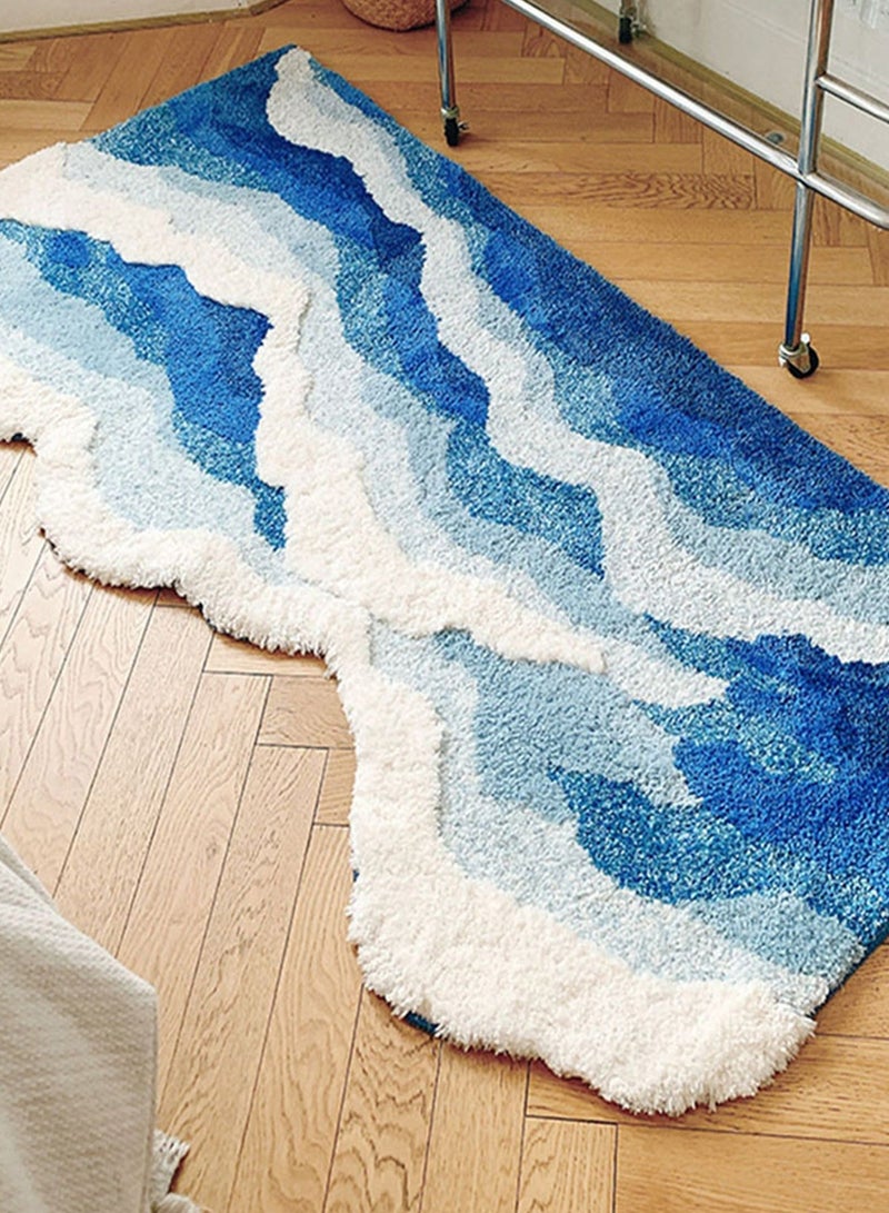 Sharpdo Super Soft Nordic INS Wave Shaggy Area Rug - Triple Wave Anti-Slip Plush Carpet, Fluffy Home Decor Floor Mat for Living Room Bedroom 80*155CM - Image 1