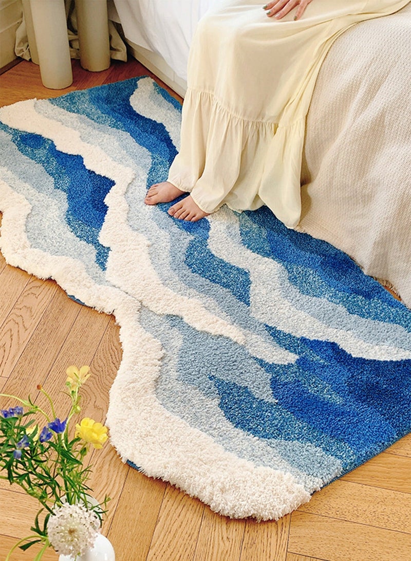 Sharpdo Super Soft Nordic INS Wave Shaggy Area Rug - Triple Wave Anti-Slip Plush Carpet, Fluffy Home Decor Floor Mat for Living Room Bedroom 80*155CM - Image 3