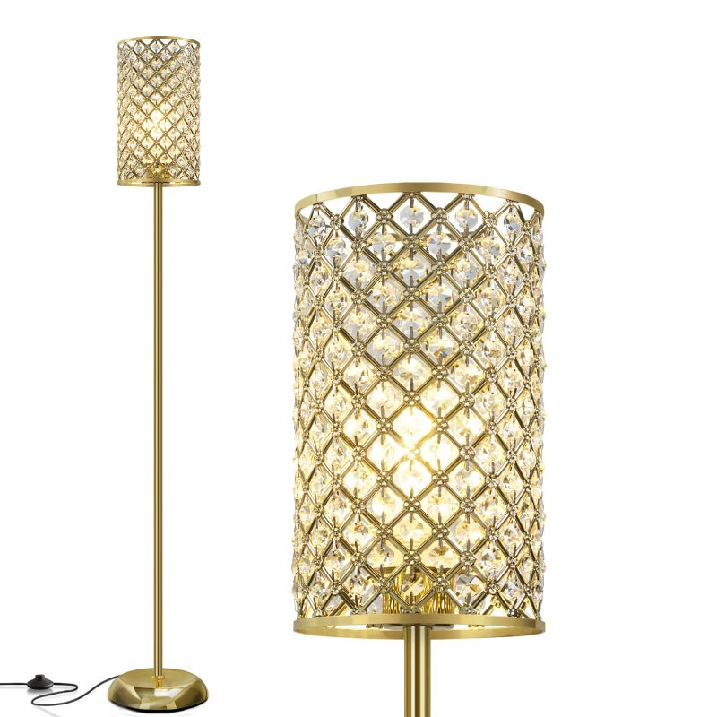 GyroVu Gold Floor LampElegant Crystal Floor Lamp Modern Standing Lamp with OnOff Foot SwitchTall Pole Accent Lighting for Living Room Girl Bedroom Dresser Office - Image 2