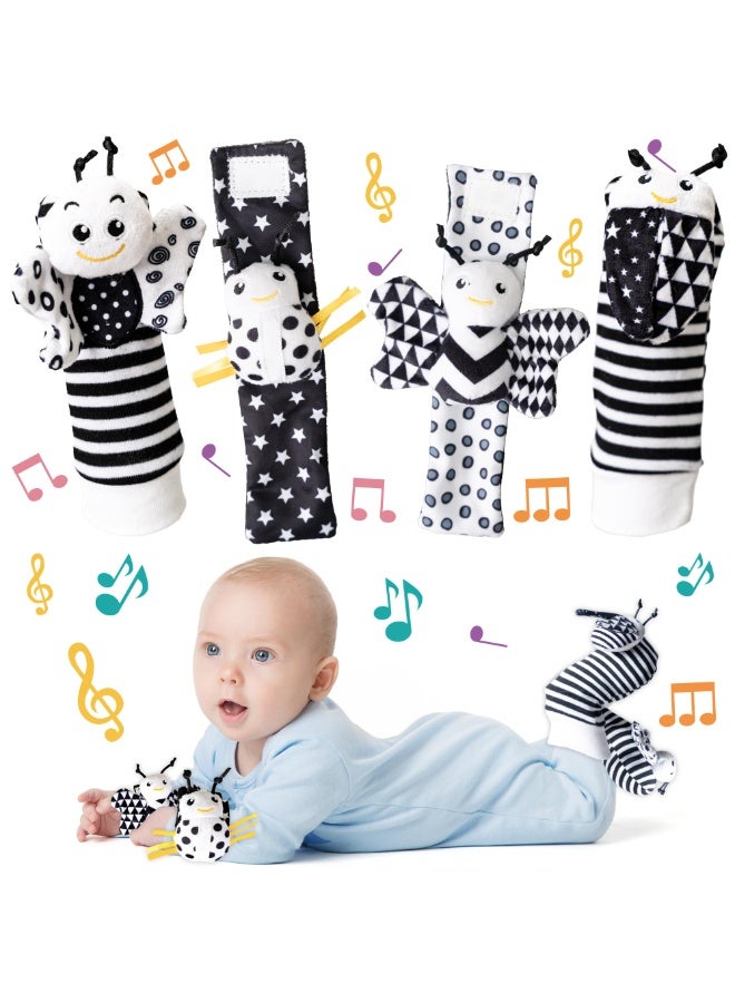 Daytoyz Infant Toys 0-6 Months, Newborn Baby Toys Rattle Socks | 4PCS Wrist Rattles Foot Finders Sock Set - Newborn/Babies Essentials Must Haves for 0-6-12 Months Gifts  - Image 1