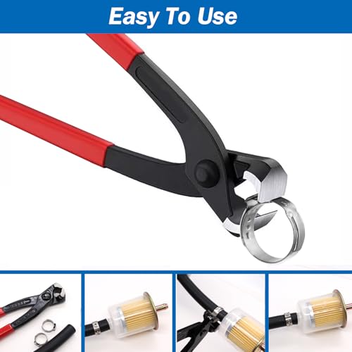 Seept Ear Clamp Pliers 9 Inch Hose Clamp Crimping Tool Carbon Steel Pinch Clamp Pliers Install Remove Clamp Nail Puller Tool for repairing pipes, fuel lines - Image 5