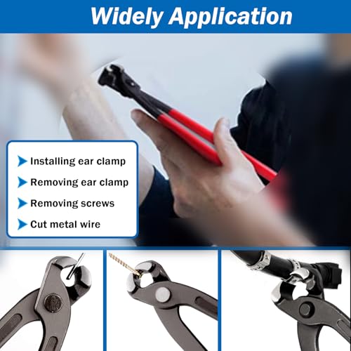 Seept Ear Clamp Pliers 9 Inch Hose Clamp Crimping Tool Carbon Steel Pinch Clamp Pliers Install Remove Clamp Nail Puller Tool for repairing pipes, fuel lines - Image 4