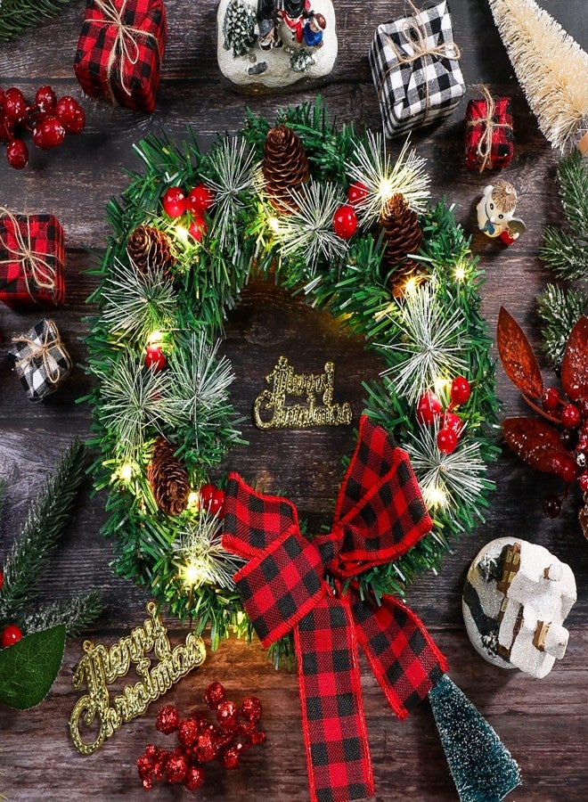 Canlierr Christmas Car Wreath with Lighted Christmas Wreath LED Decoration Artificial Xmas Truck Decor with Red Bow for Vehicle SUV Outdoor Decor(Classic Style) - Image 4