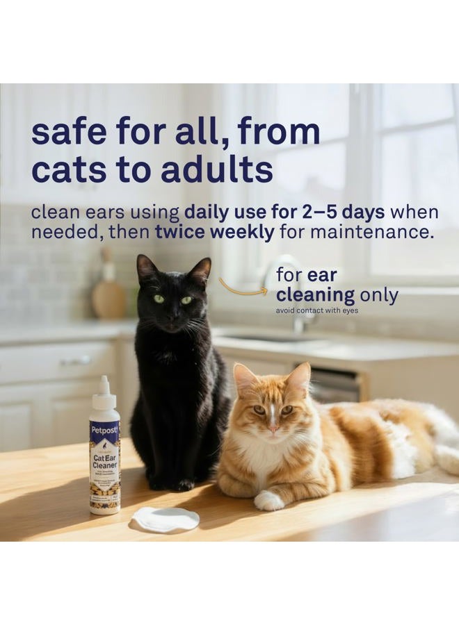 Petpost Cat Ear Cleaner - Best Ear Mites Remedy for Cats - Natural Coconut Oil Treatment Drops - Alcohol & Medicine Free (237 mL) - Image 5