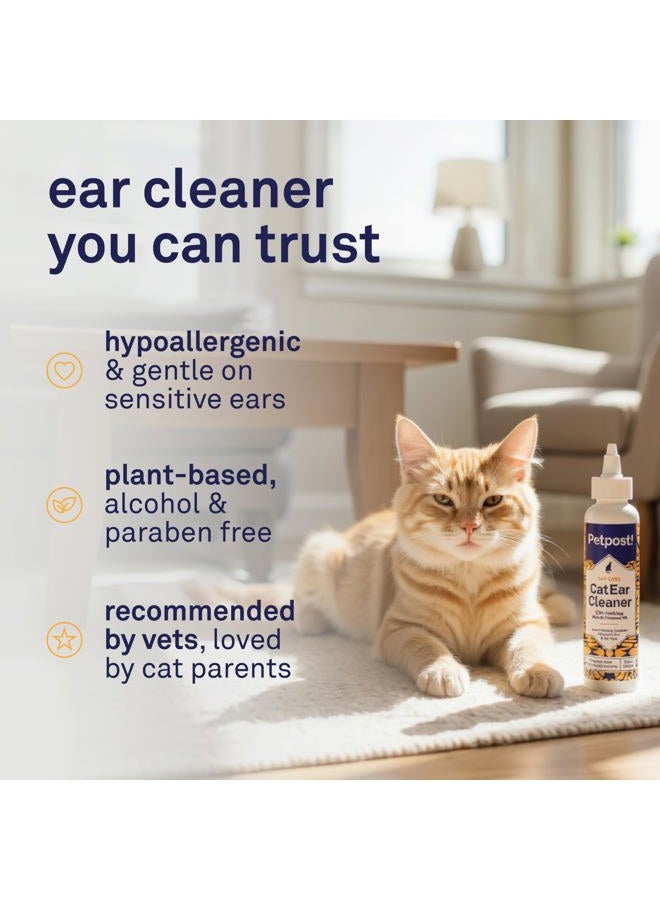 Petpost Cat Ear Cleaner - Best Ear Mites Remedy for Cats - Natural Coconut Oil Treatment Drops - Alcohol & Medicine Free (237 mL) - Image 4
