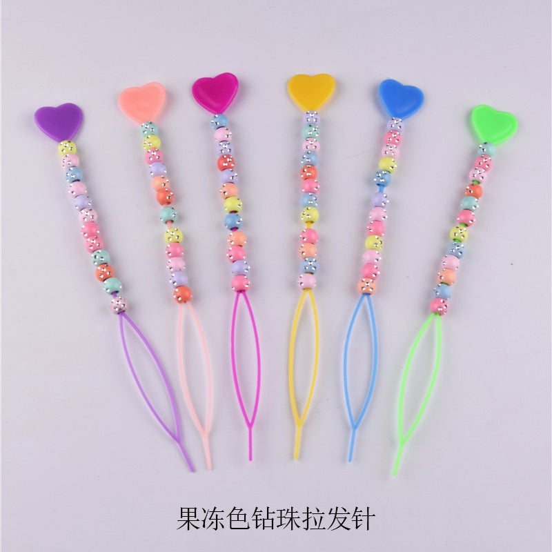 Generic Childrens special hair without pulling hair without hurting hair knitting tool love hair knitting device bead puller drill bead puller Jelly drill bead Puller (color random)