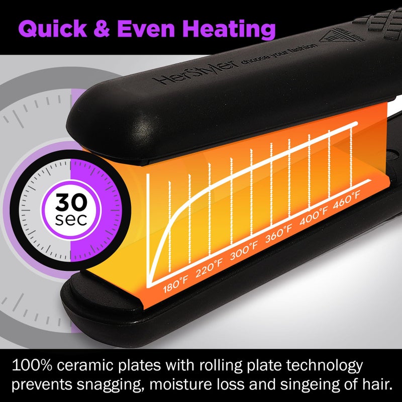 HerStyler Forever Straightening Flat Iron - Travel Friendly Dual Voltage Flat Iron 1.25 inch - Ceramic Hair Straightener for Silken Hair - Negative Ion Technology to Fight Frizz - Image 5