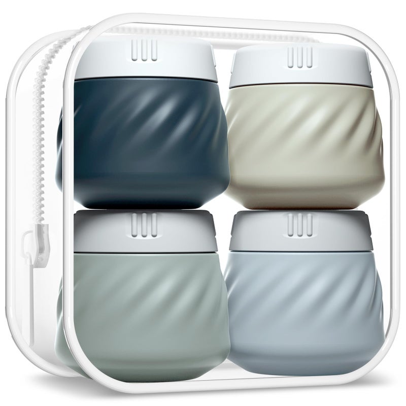 Gemice TSA Approved Travel Containers for Toiletries, 4 Pack Silicone Cream Jars with Convenient Toiletry Bag, Leak-proof Wide Mouth Travel-Size Toiletries Containers with Lid for Cosmetic Cream - Image 1