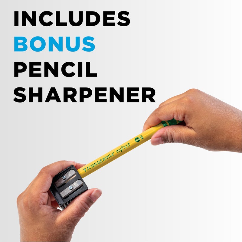 Ticonderoga My First Wood-Cased Pencils, Pre-Sharpened, 2 HB, With Sharpener, Yellow, 4 Count - Image 5