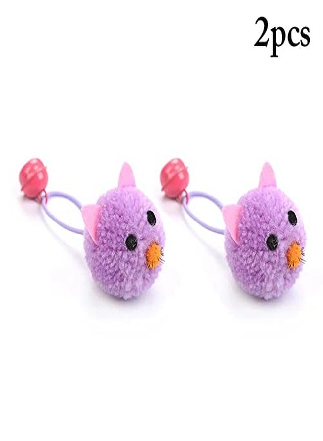 BUSHIKO Adorable Plush Ball Molar Toy | Mouse Head Cat Playing Props Cat Teaser Bell Sound Toy | (Purple) - Image 5