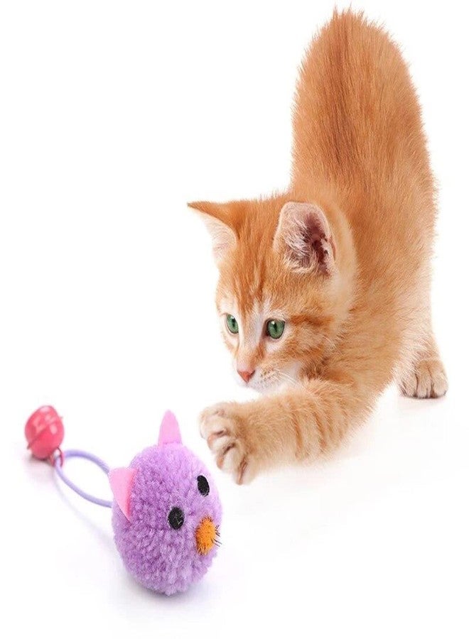 BUSHIKO Adorable Plush Ball Molar Toy | Mouse Head Cat Playing Props Cat Teaser Bell Sound Toy | (Purple) - Image 1