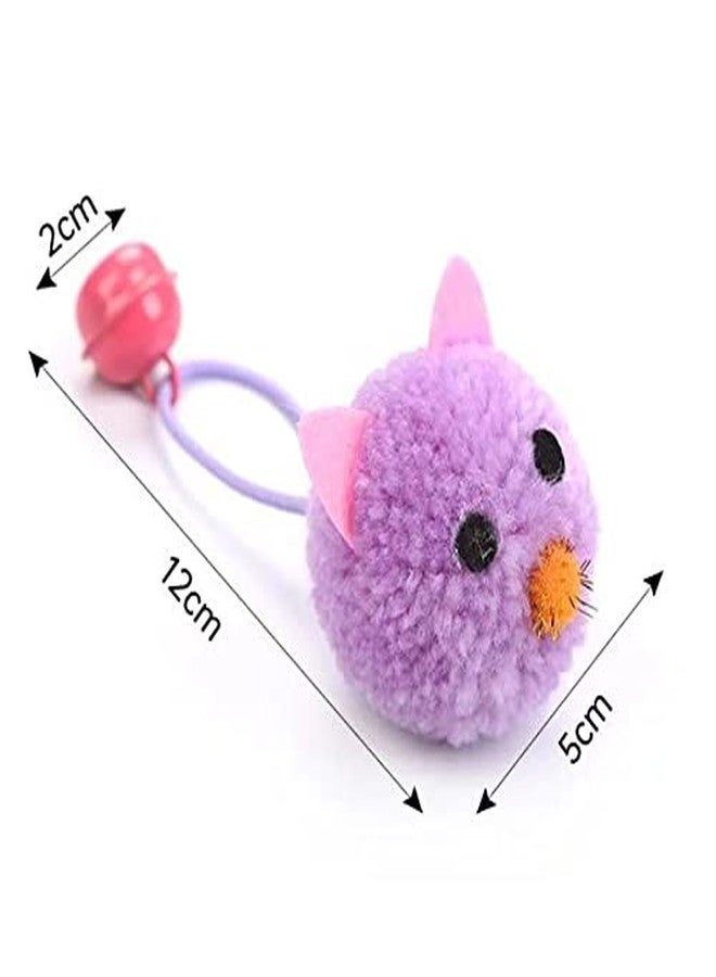 BUSHIKO Adorable Plush Ball Molar Toy | Mouse Head Cat Playing Props Cat Teaser Bell Sound Toy | (Purple) - Image 4