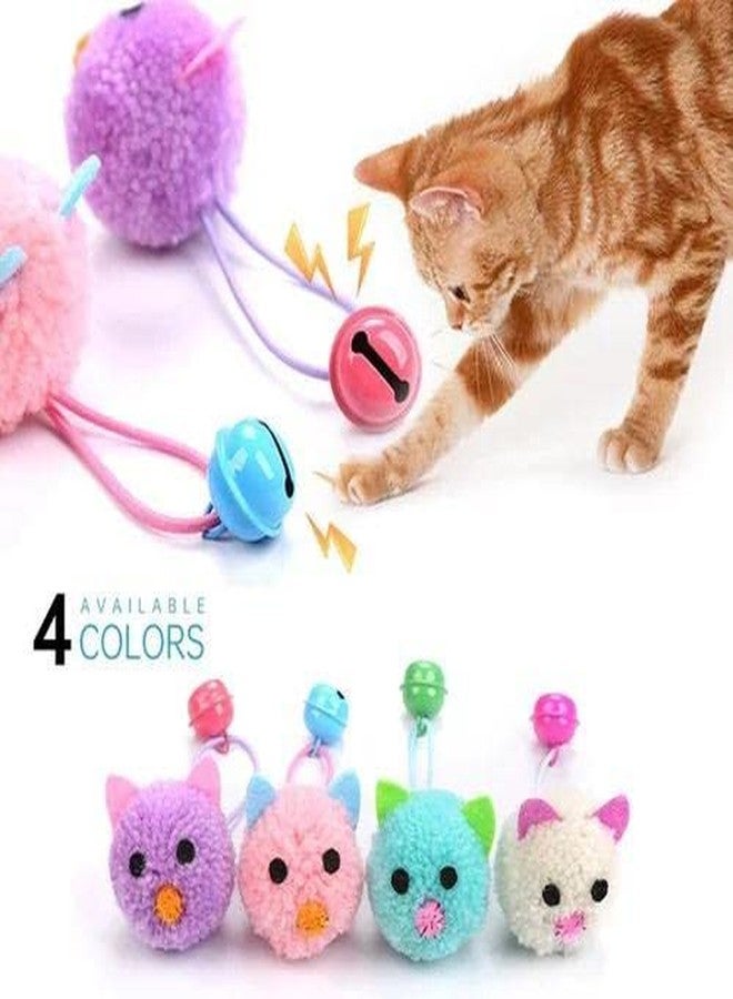 BUSHIKO Adorable Plush Ball Molar Toy | Mouse Head Cat Playing Props Cat Teaser Bell Sound Toy | (Purple) - Image 3