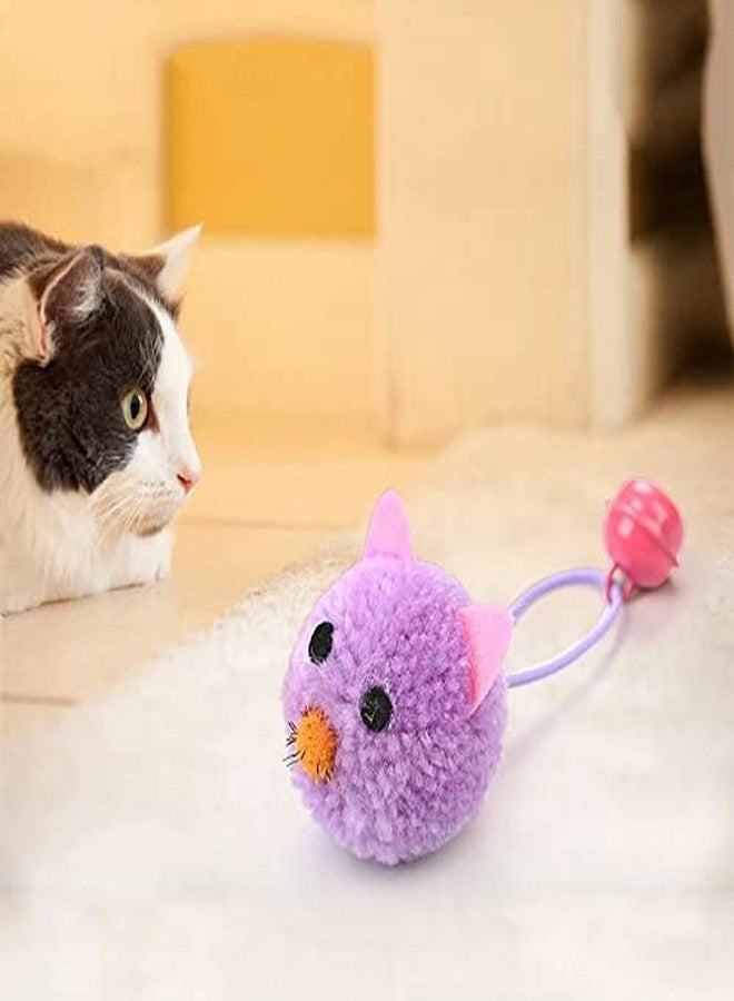 BUSHIKO Adorable Plush Ball Molar Toy | Mouse Head Cat Playing Props Cat Teaser Bell Sound Toy | (Purple) - Image 2