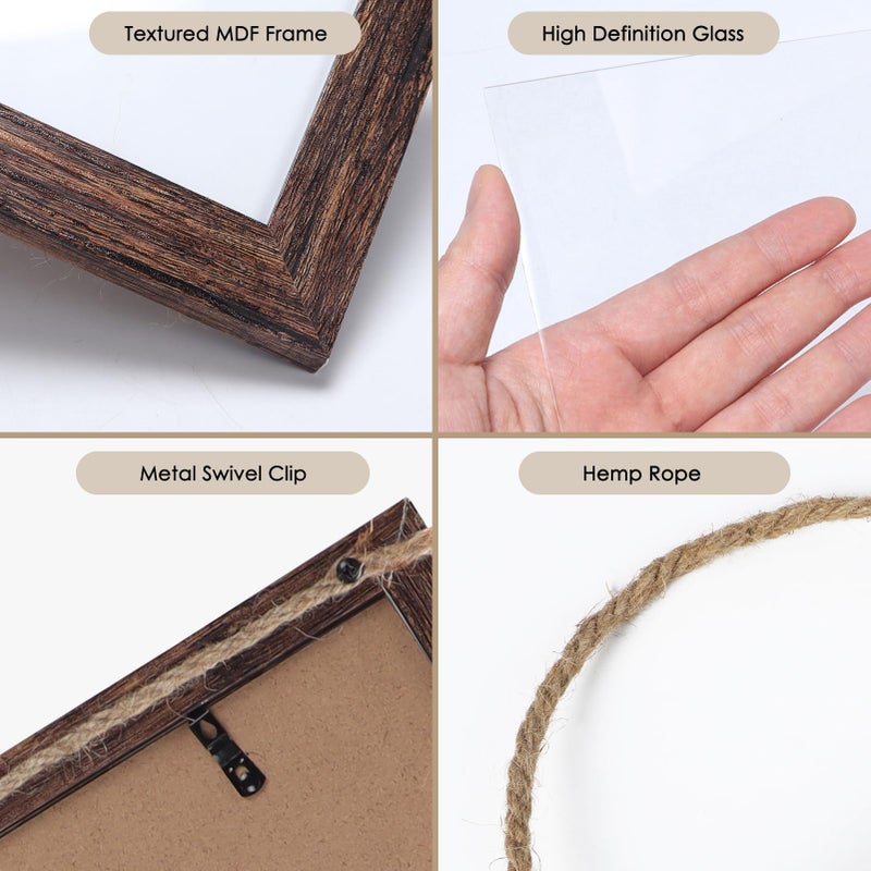 QUTREY Collage Picture Frames 5x7, 3 Openings Hanging Photo Frame Set for Vertical 5 by 7 inch Pictures for Wall, Distressed Brown, 2 Pack - Image 3