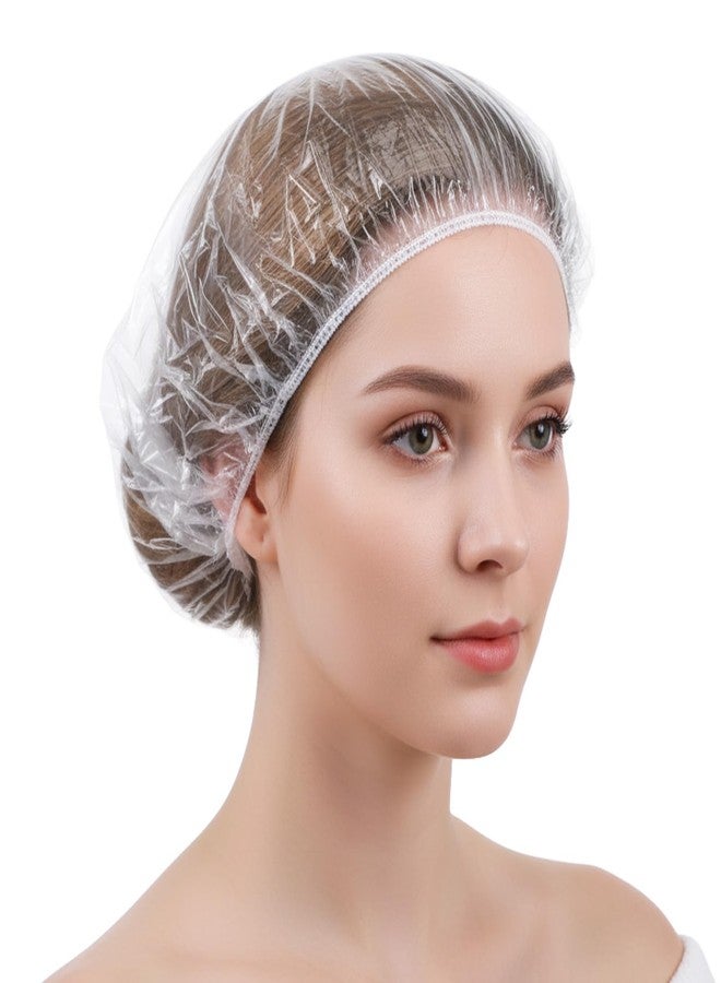 WJIAAA Disposable Shower Caps,100PCS Shower Caps for Women Disposable,Large Plastic Clear Hair Cap Thickened for Hair Treatment Spa Home Kitchen Hotel Travel Unisex(16.5in) - Image 1