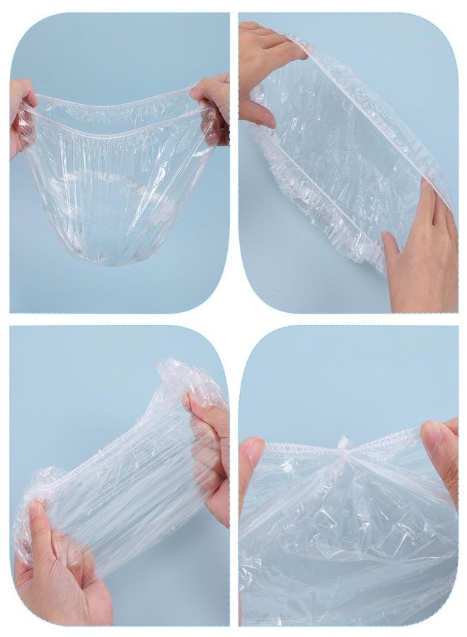 WJIAAA Disposable Shower Caps,100PCS Shower Caps for Women Disposable,Large Plastic Clear Hair Cap Thickened for Hair Treatment Spa Home Kitchen Hotel Travel Unisex(16.5in) - Image 2