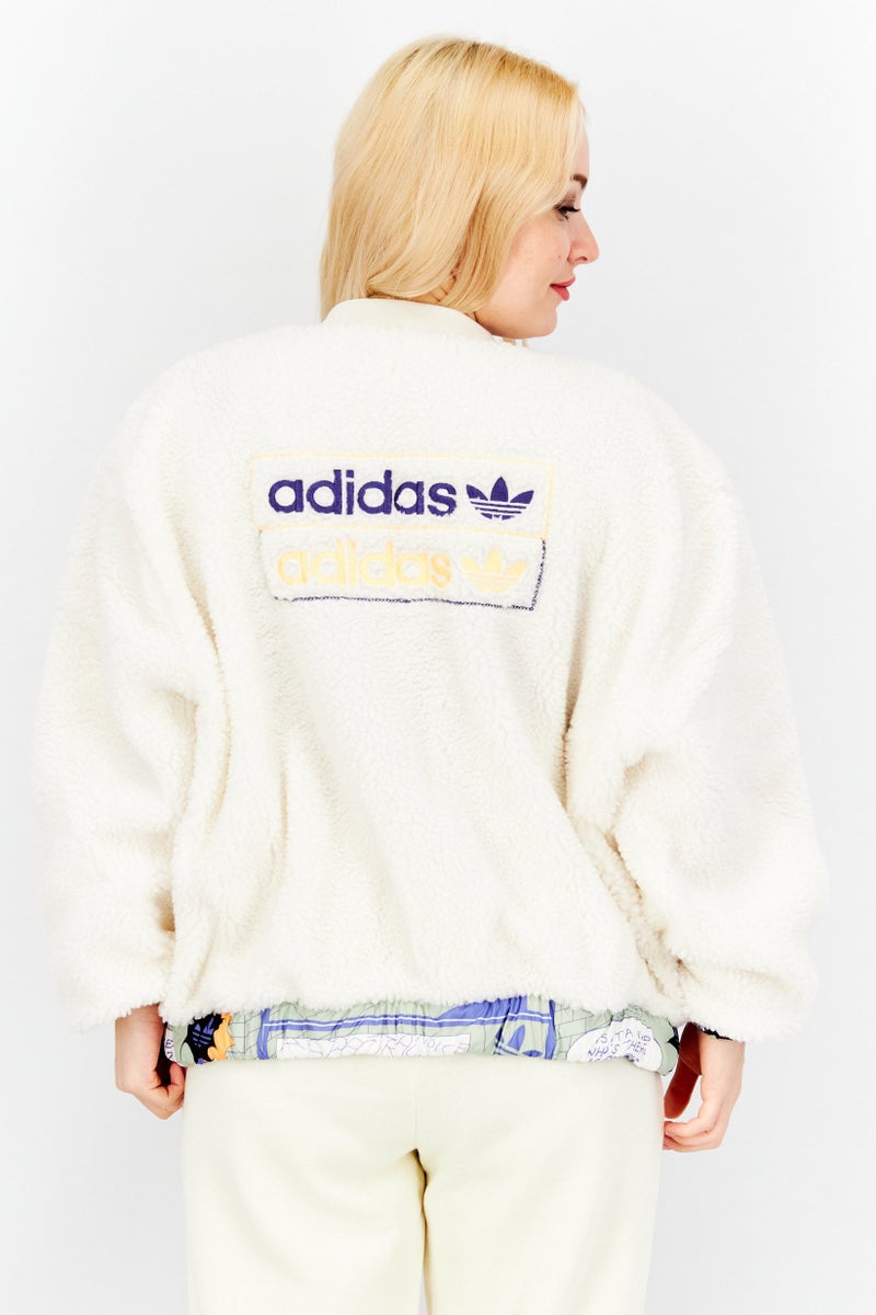 adidas Originals Women Sportswear Fit Fleece Bomber Jacket, White Combo - Image 3