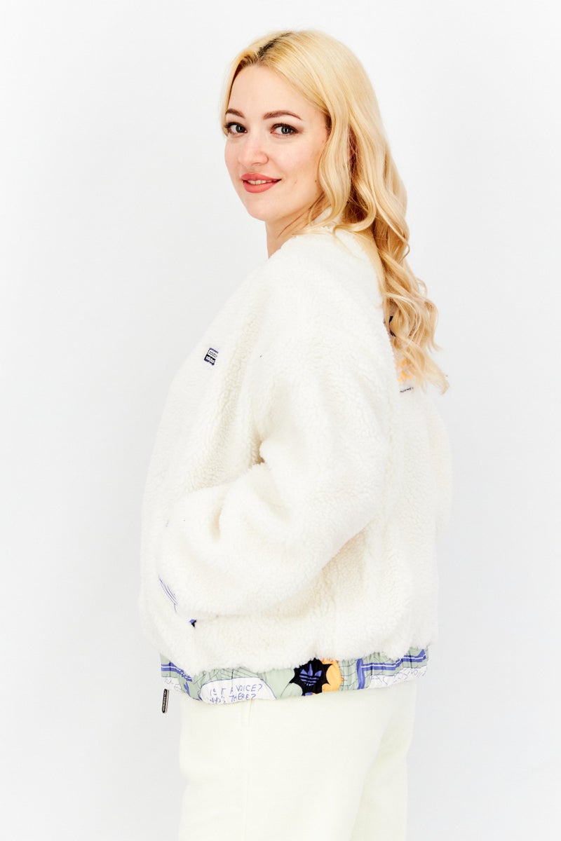 adidas Originals Women Sportswear Fit Fleece Bomber Jacket, White Combo - Image 4