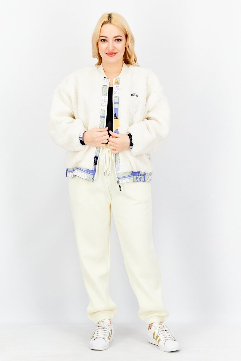 adidas Originals Women Sportswear Fit Fleece Bomber Jacket, White Combo - Image 2