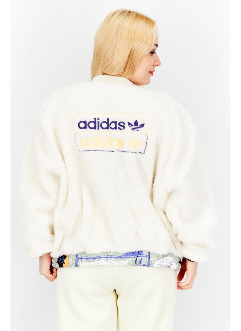 adidas Originals Women Sportswear Fit Fleece Bomber Jacket, White Combo - Image 5