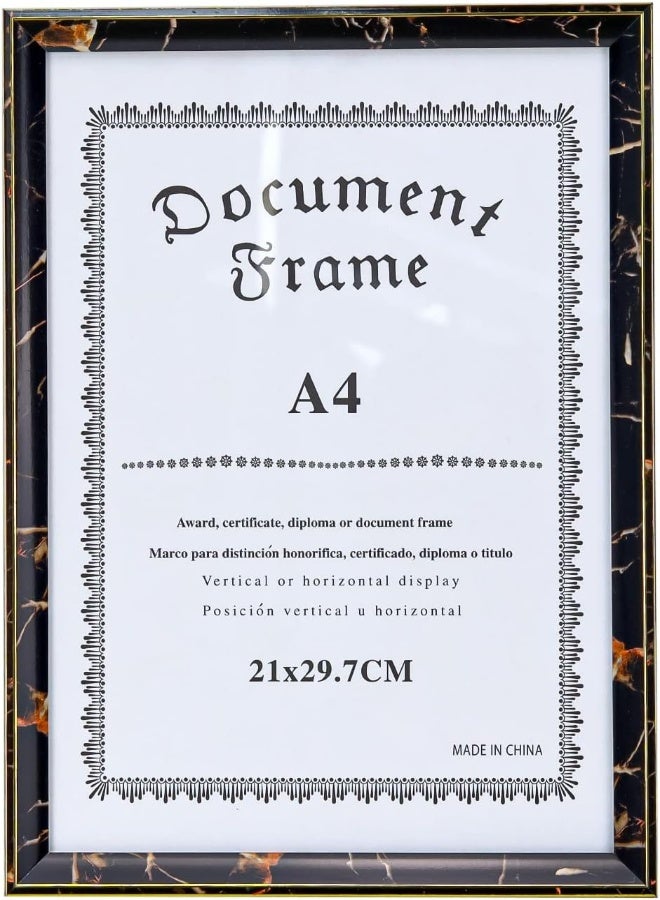 AKDC Wooden A4 Document Frame Glass 21X29.7Cm Certificate Photo Picture Frames Wood Handmade Wall Mounted Award Diploma Degree Documents Hanging Tabletop Display Home Decorations Graduations (Marble Frame) - Image 4