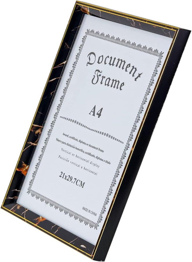 AKDC Wooden A4 Document Frame Glass 21X29.7Cm Certificate Photo Picture Frames Wood Handmade Wall Mounted Award Diploma Degree Documents Hanging Tabletop Display Home Decorations Graduations (Marble Frame) - Image 5