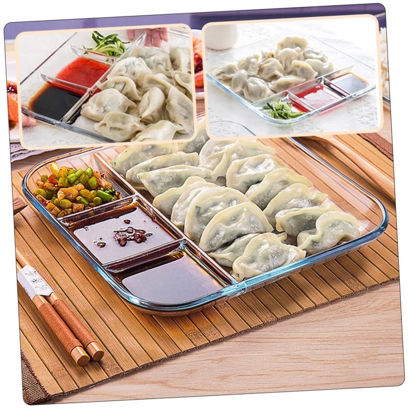 Smooth Surface Glass Dumpling Holder Heatproof Plate for Restaurant Home - Image 3