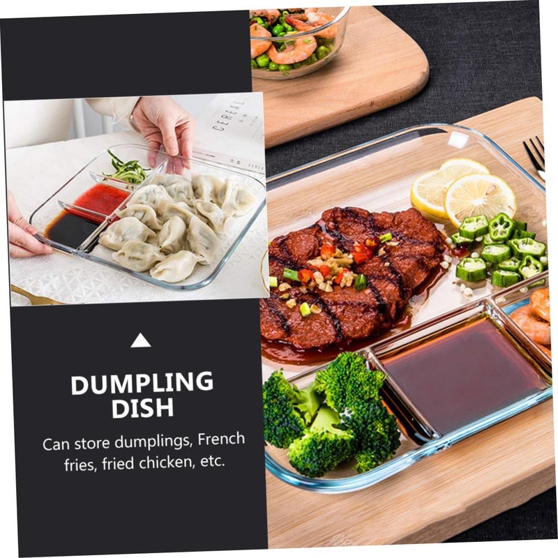 Smooth Surface Glass Dumpling Holder Heatproof Plate for Restaurant Home - Image 4